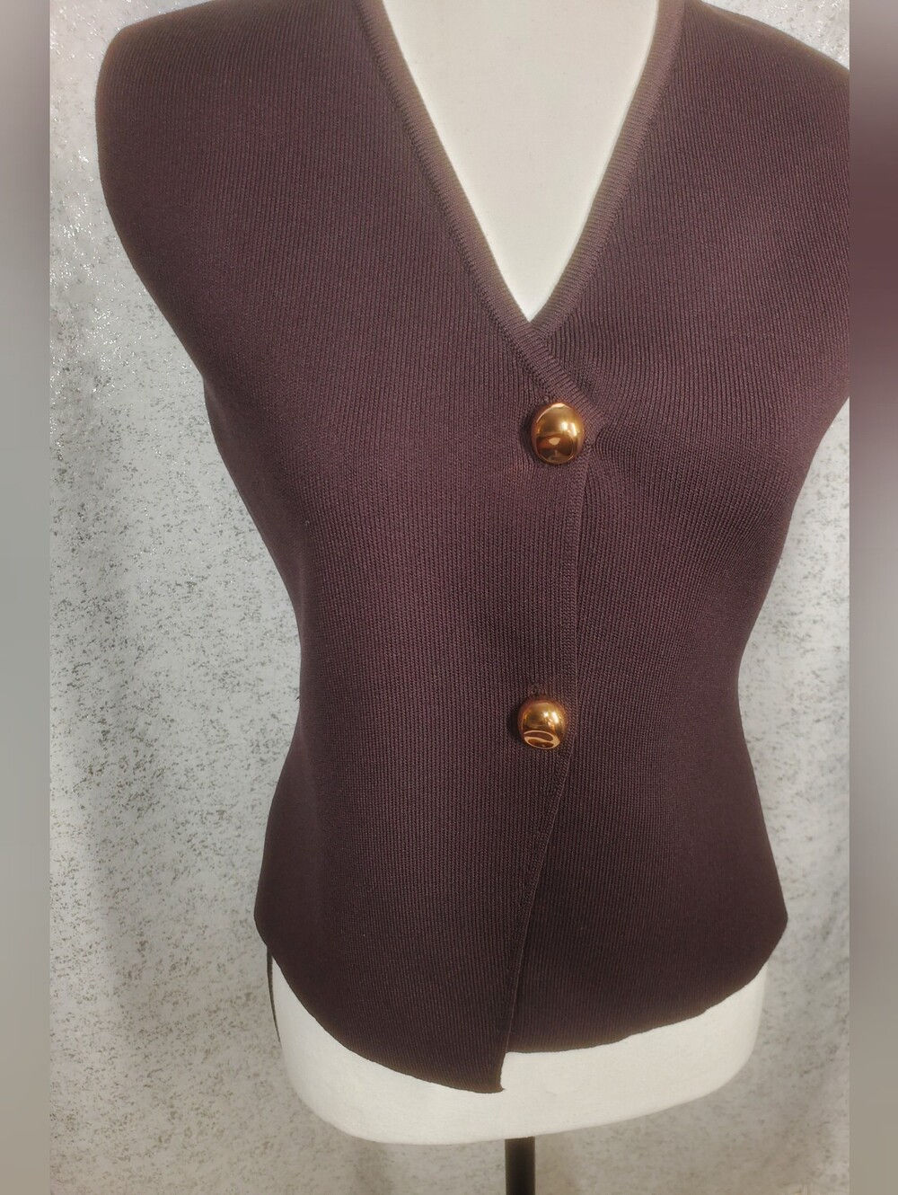 Zara NWT Basic Knit Gold Button Top Browm Size M - Picture 8 of 16